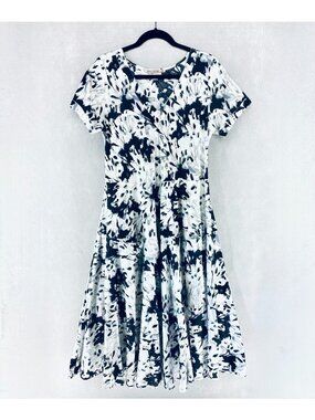 Dress Addict Cottagecore Dress Womens M Black Tan Cotton Floral Maxi Smocked